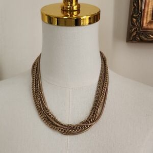 Gold-Tone Layered Necklace Adjustable